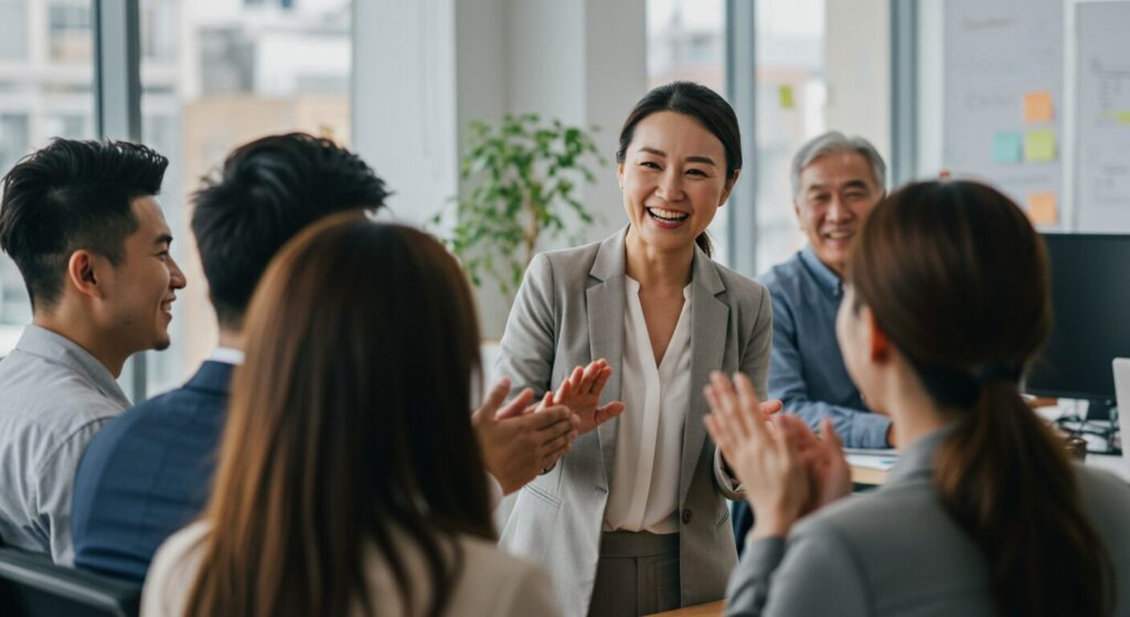 社員を賞賛する社長