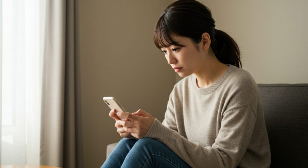 SNSで落ち込む女性起業家